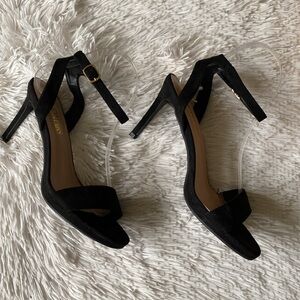 New women’s Sz 7.5 sexy black suede straps heels party sandals